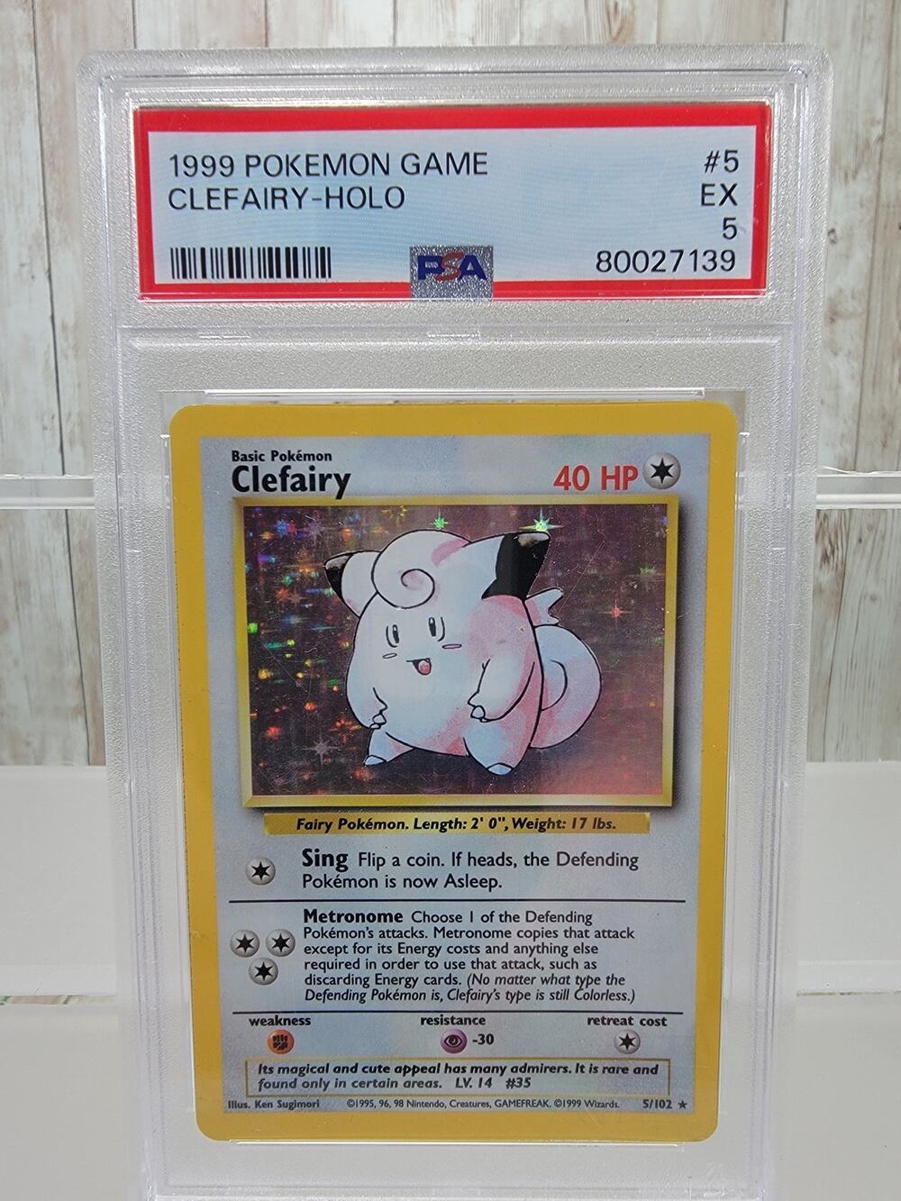 Pokemon TCG 1999 Base Set Clefairy Holo Rare 5/102 PSA 5 English